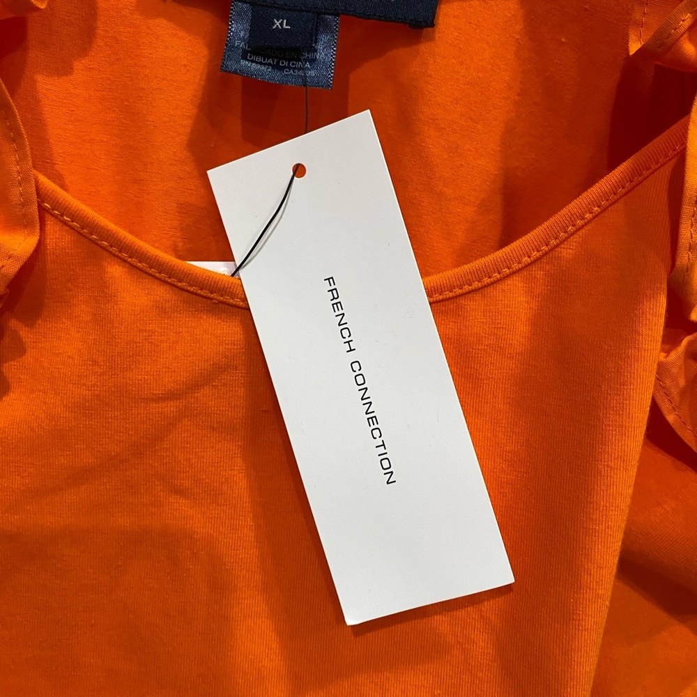 French Connection Bright Orange Ruffle Top - Picture 6 of 6